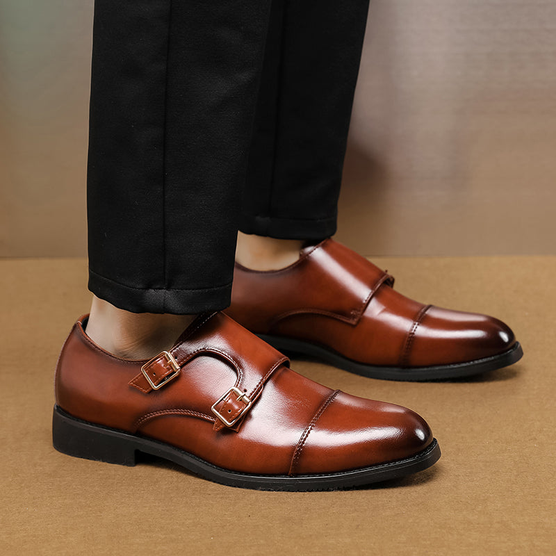 Men's Double Buckle Brogues Shoes Men Shoes - Tophatter Daily Deals