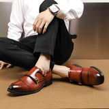 Men's Double Buckle Brogues Shoes Men Shoes - Tophatter Daily Deals