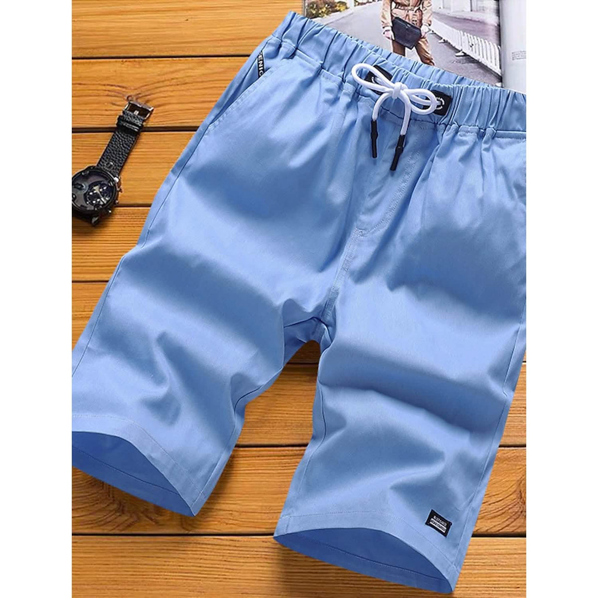 Men's Drawstring Knee Sweatpants Light Blue Men's Bottoms - Tophatter Daily Deals