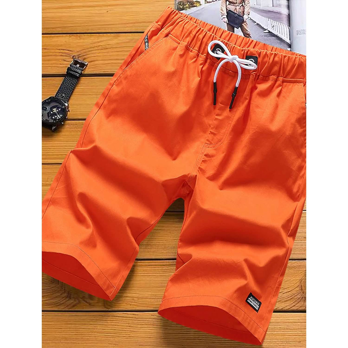 Men's Drawstring Knee Sweatpants Orange Men's Bottoms - Tophatter Daily Deals