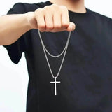 Fashion Stainless Steel Cross Pendant Unisex Necklace Men's Jewelry - Tophatter Daily Deals