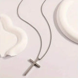 Fashion Stainless Steel Cross Pendant Unisex Necklace Men's Jewelry - Tophatter Daily Deals