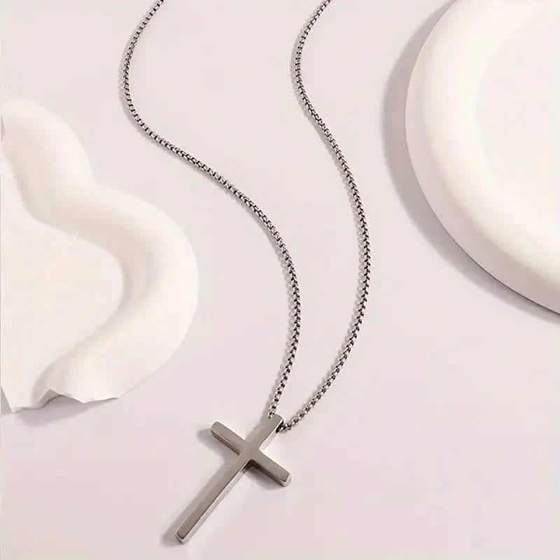 Fashion Stainless Steel Cross Pendant Unisex Necklace Men's Jewelry - Tophatter Daily Deals