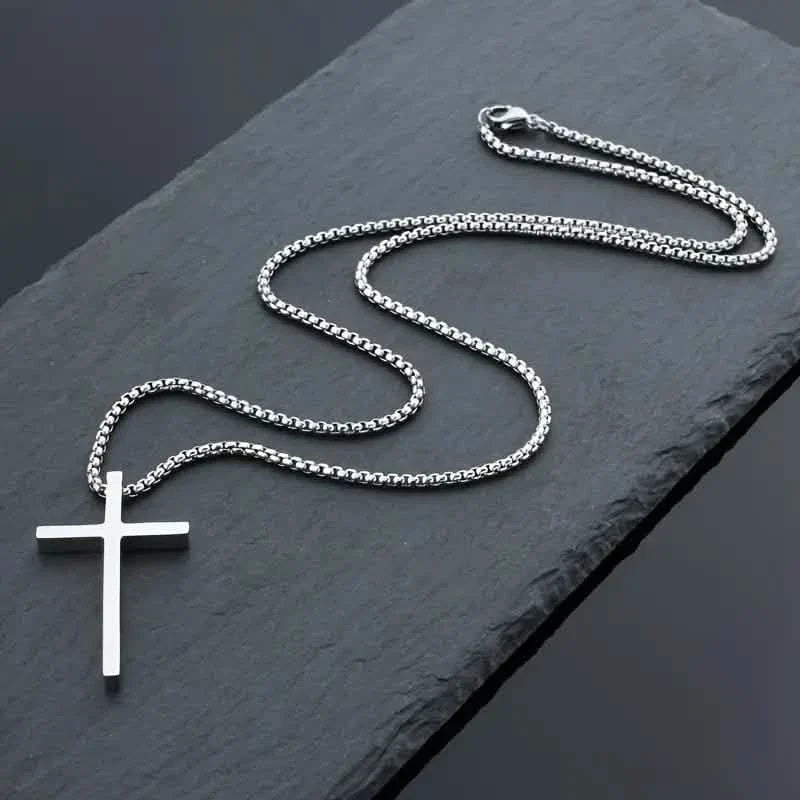 Fashion Stainless Steel Cross Pendant Unisex Necklace Men's Jewelry - Tophatter Daily Deals