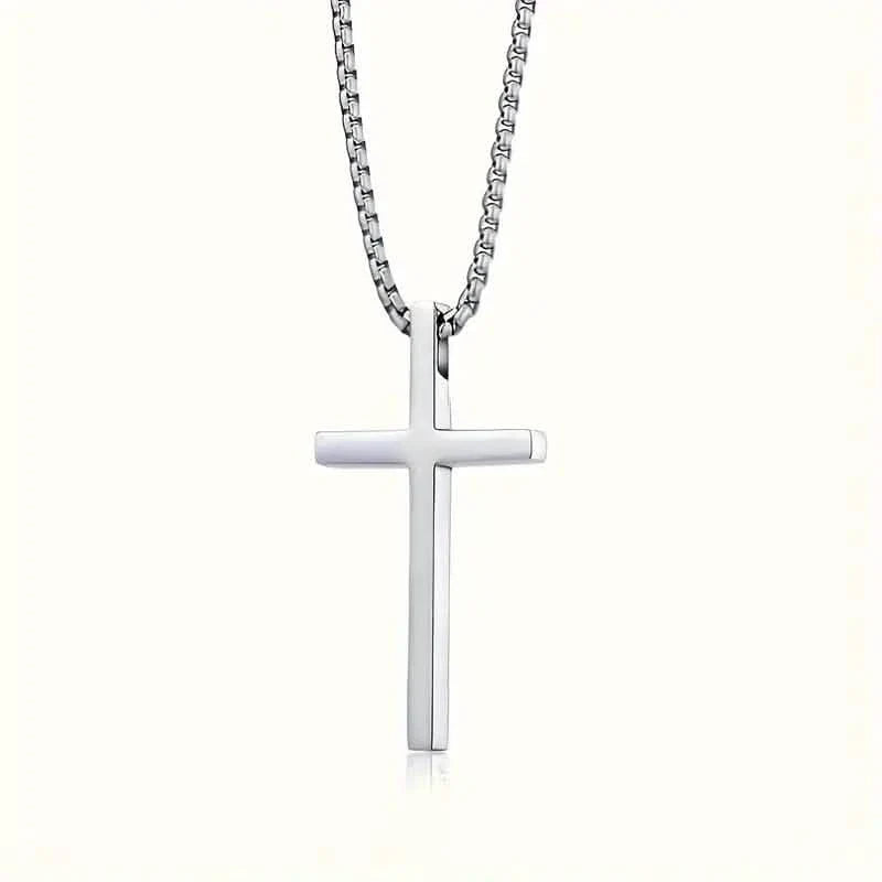 Fashion Stainless Steel Cross Pendant Unisex Necklace Men's Jewelry - Tophatter Daily Deals