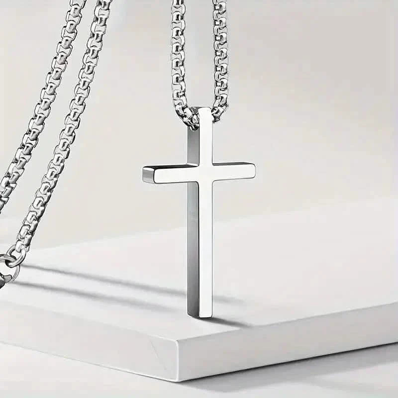 Fashion Stainless Steel Cross Pendant Unisex Necklace Men's Jewelry - Tophatter Daily Deals