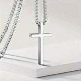 Fashion Stainless Steel Cross Pendant Unisex Necklace Men's Jewelry - Tophatter Daily Deals