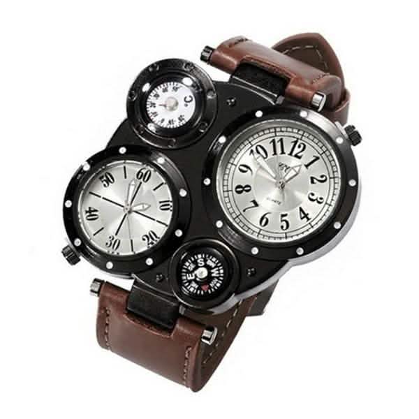 Men's Fashion Watch Dual Movement Coffee Watches - Tophatter Daily Deals