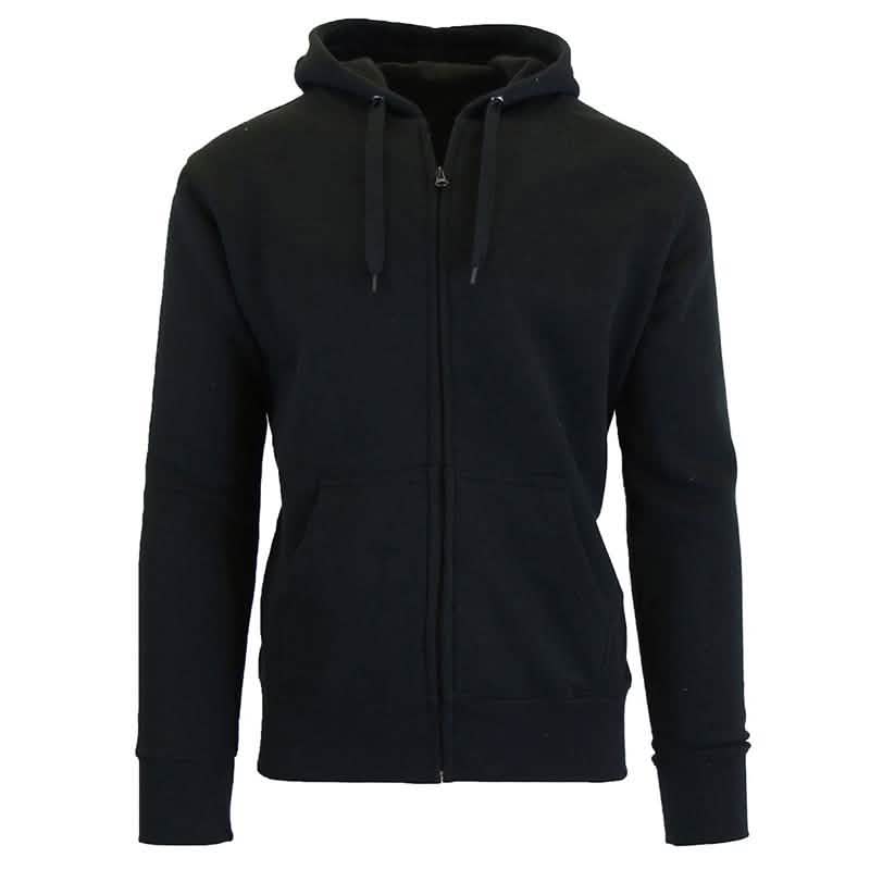 Men's Fleece-Lined Zip Sweater Hoodie Black Men's Outerwear - Tophatter Daily Deals