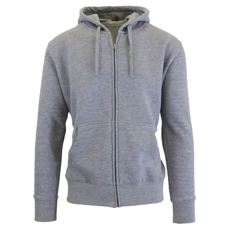 Men's Fleece-Lined Zip Sweater Hoodie Heather Gray Men's Outerwear - Tophatter Daily Deals