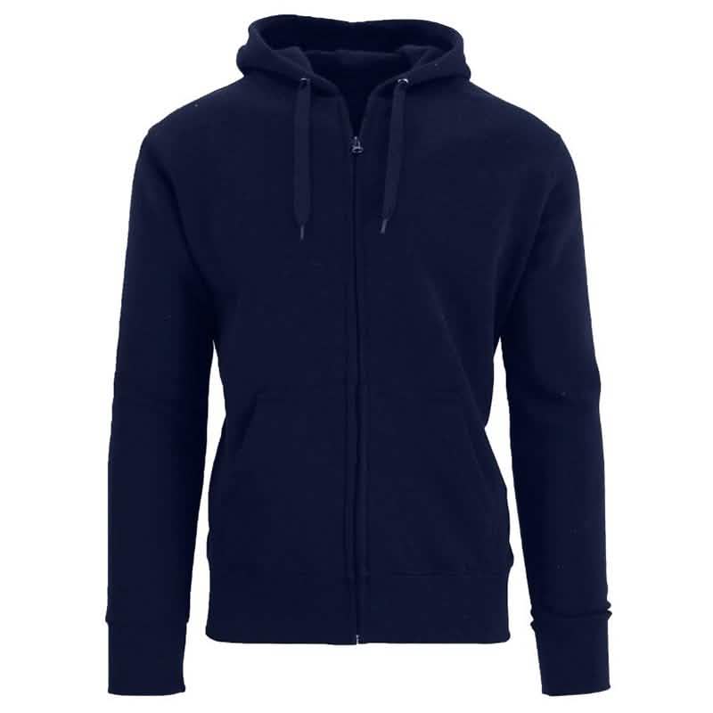 Men's Fleece-Lined Zip Sweater Hoodie Navy Men's Outerwear - Tophatter Daily Deals