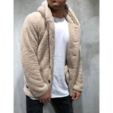 Men's Fuzzy Sherpa Hooded Solid Coat Apricot Men's Outerwear - Tophatter Daily Deals