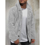 Men's Fuzzy Sherpa Hooded Solid Coat Gray Men's Outerwear - Tophatter Daily Deals