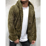 Men's Fuzzy Sherpa Hooded Solid Coat Green Men's Outerwear - Tophatter Daily Deals
