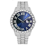 Men's Gypsophila Large Dial Waterproof Quartz Watch Silver with Blue Surface Watches - Tophatter Daily Deals