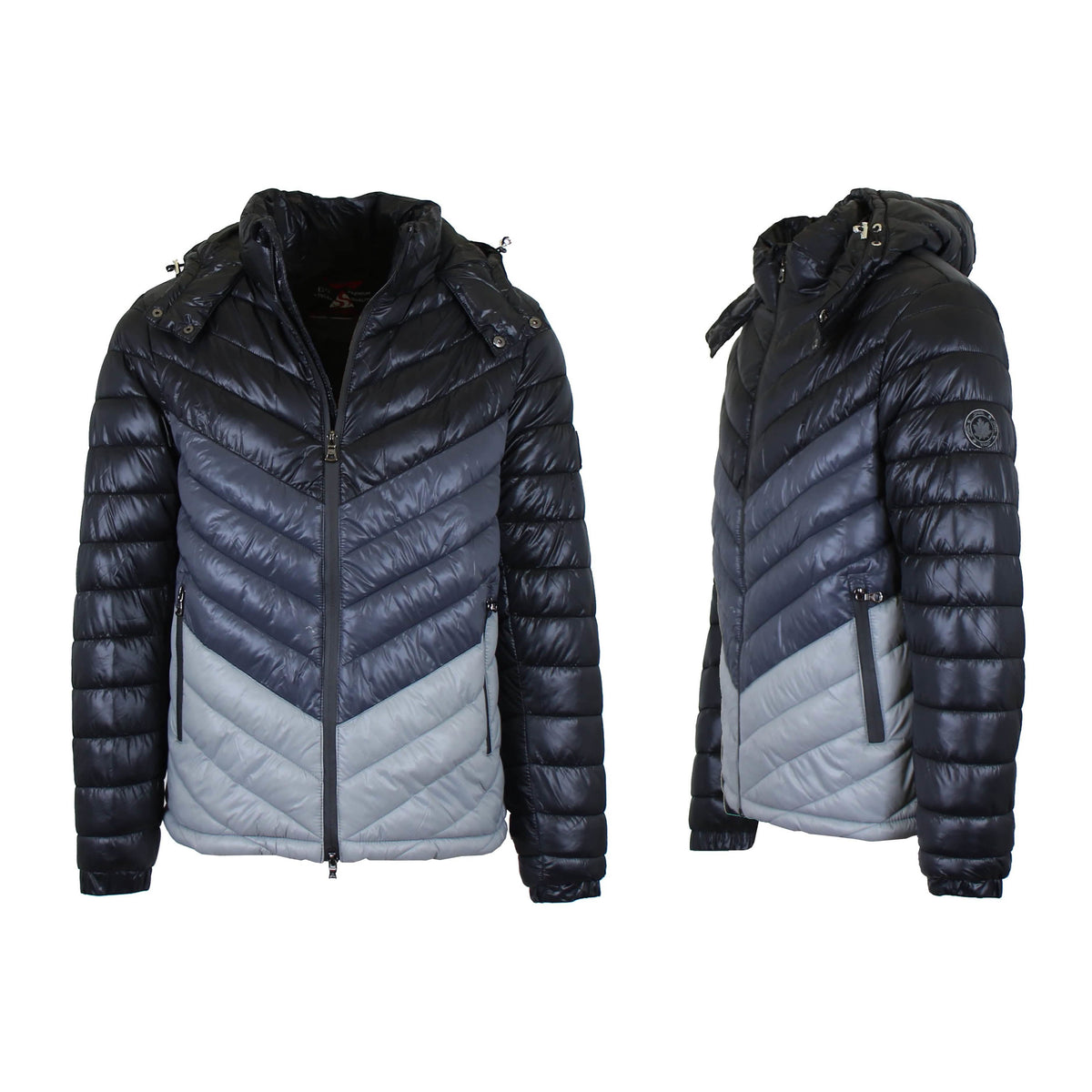 Men's Heavyweight Hooded Puffer Bubble Jacket Black Charcoal Silver Men's Outerwear - Tophatter Daily Deals