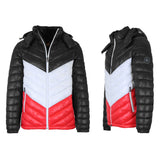 Men's Heavyweight Hooded Puffer Bubble Jacket Black White Red Men's Outerwear - Tophatter Daily Deals