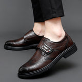 Men's Leather Carved Block Shoes Men Shoes - Tophatter Daily Deals