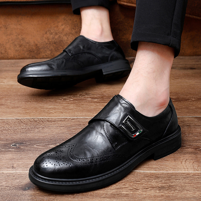 Men's Leather Carved Block Shoes Men Shoes - Tophatter Daily Deals