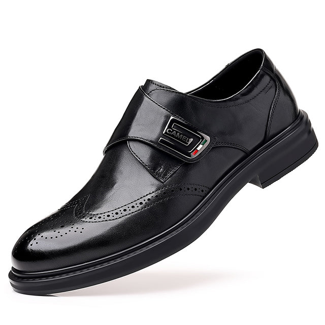 Men's Leather Carved Block Shoes Black Men Shoes - Tophatter Daily Deals