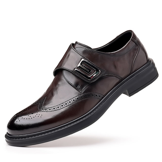 Men's Leather Carved Block Shoes Brown Men Shoes - Tophatter Daily Deals