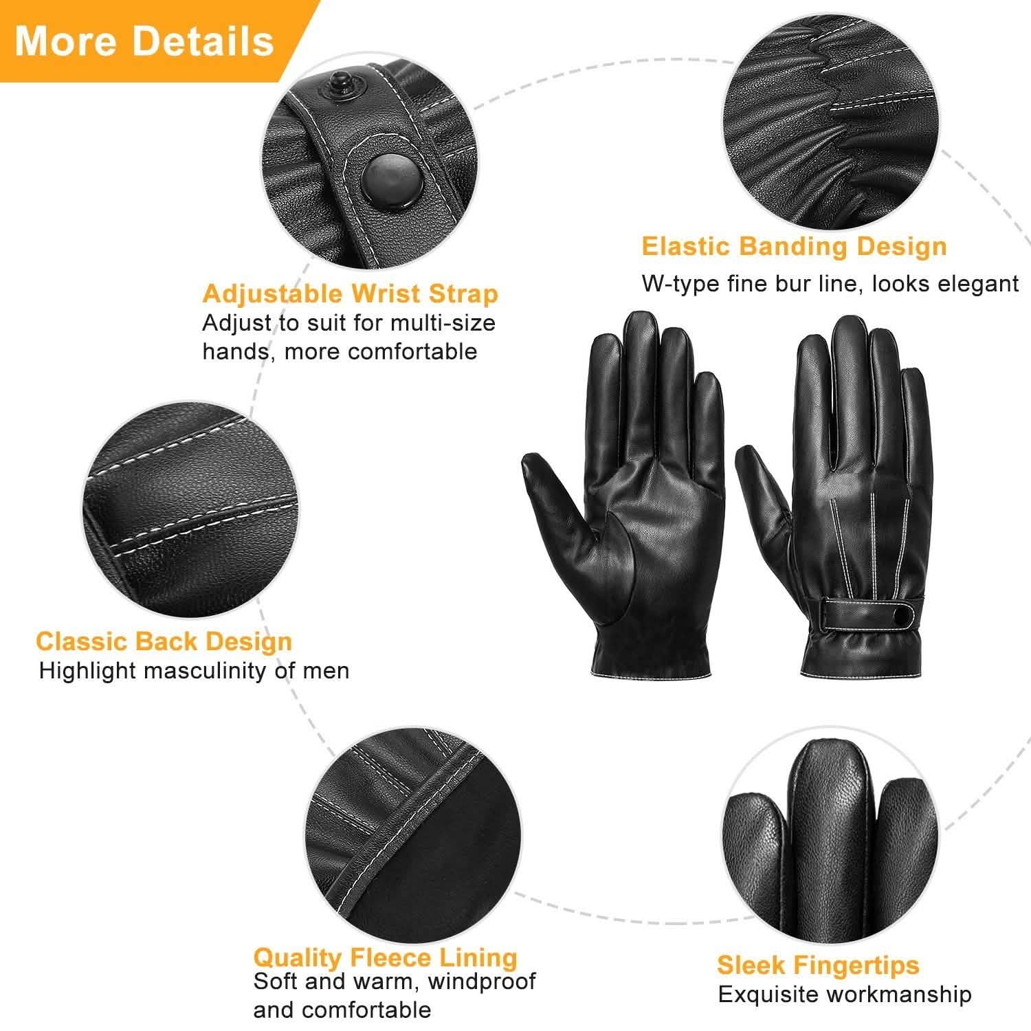 Men's Leather Winter Gloves Touchscreen Gloves, Scarves & Earmuffs - Tophatter Daily Deals