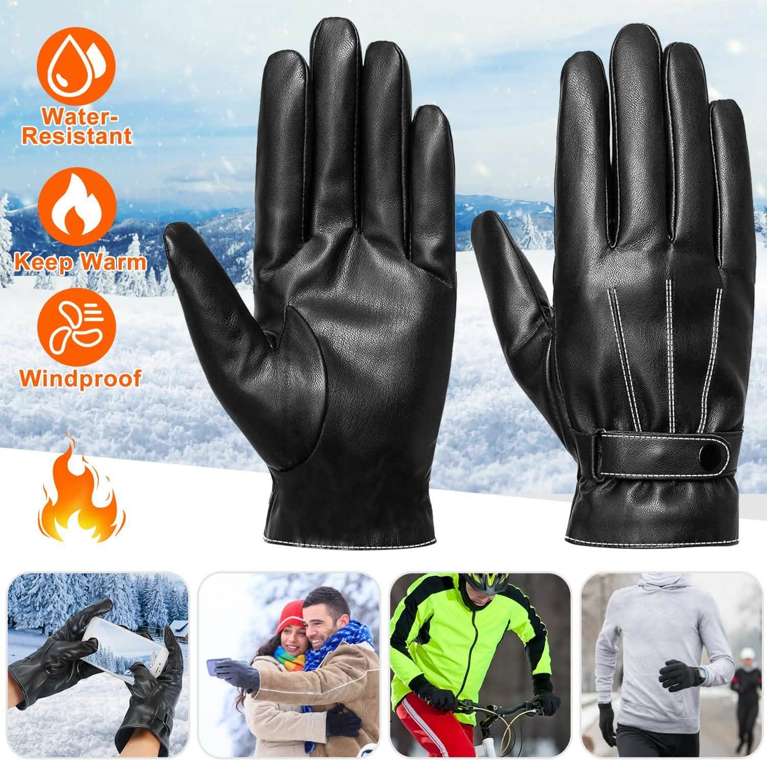 Men's Leather Winter Gloves Touchscreen Gloves, Scarves & Earmuffs - Tophatter Daily Deals