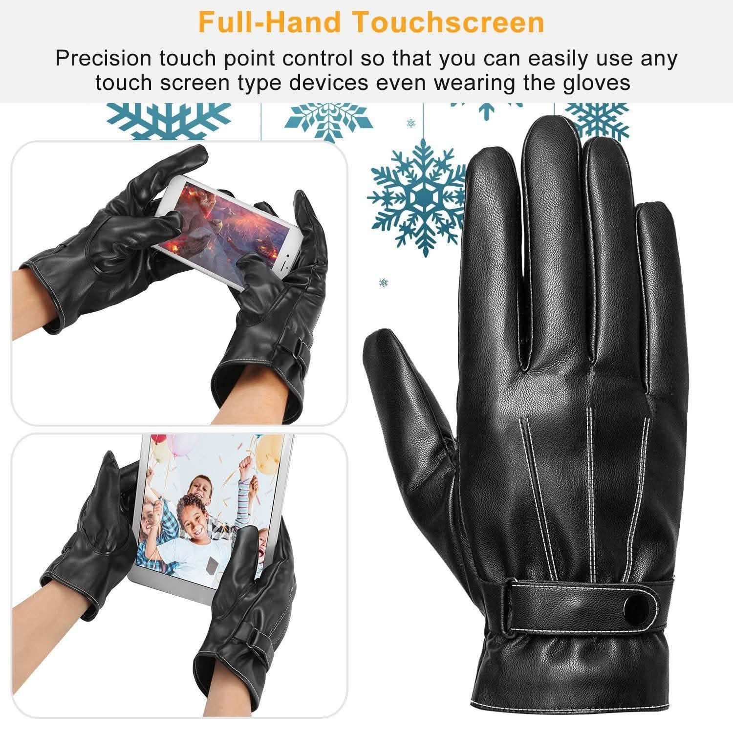 Men's Leather Winter Gloves Touchscreen Gloves, Scarves & Earmuffs - Tophatter Daily Deals
