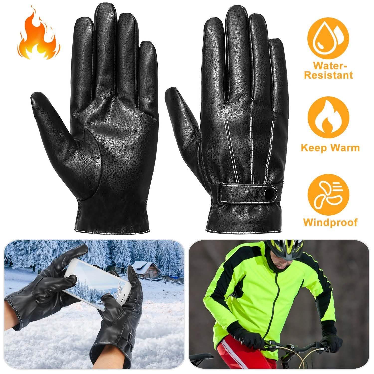 Men's Leather Winter Gloves Touchscreen Gloves, Scarves & Earmuffs - Tophatter Daily Deals