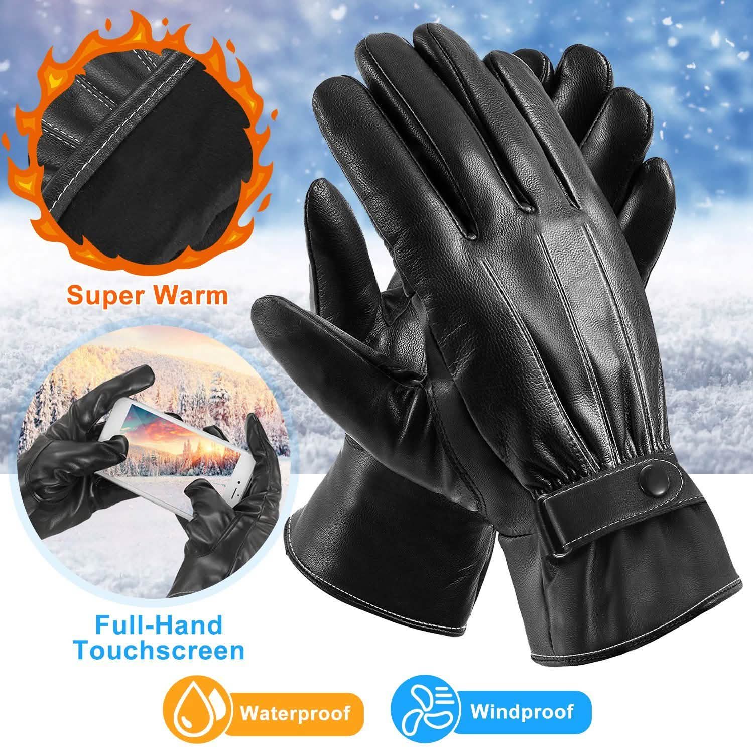 Men's Leather Winter Gloves Touchscreen Gloves, Scarves & Earmuffs - Tophatter Daily Deals