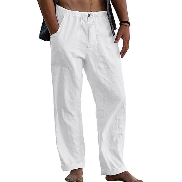 Men's Loose Casual Quick Dry Breathable Wide Leg Pants White Men's Bottoms - Tophatter Daily Deals