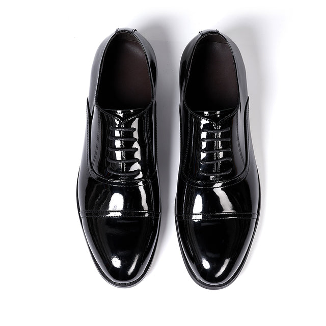 Mens Oxfords Genuine Black Patent Leather Black Men Dresses Shoes - Tophatter Daily Deals