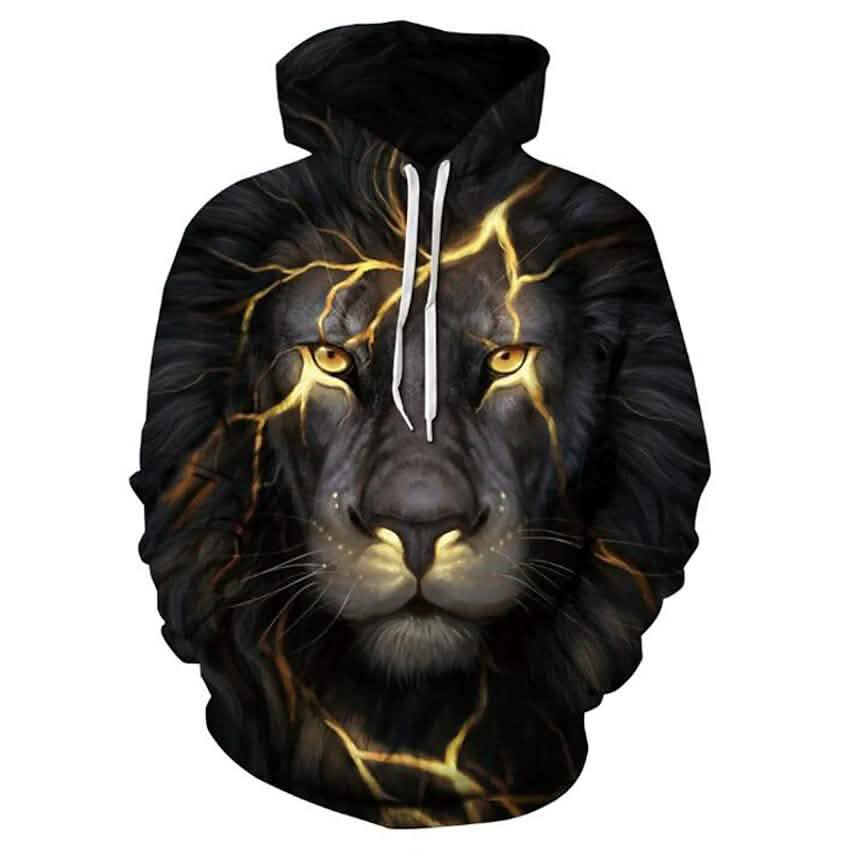 Men's Plus Size 3D Lion Animal Print Hoodie Sweatshirt Men's Outerwear - Tophatter Daily Deals
