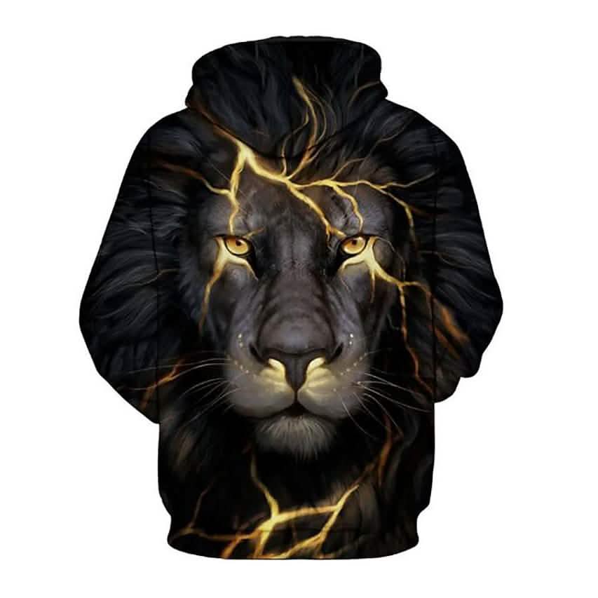 Men's Plus Size 3D Lion Animal Print Hoodie Sweatshirt Men's Outerwear - Tophatter Daily Deals