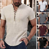 Men's Popover Shirt Short Sleeve Plain V Neck Men's Tops - Tophatter Daily Deals