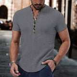 Men's Popover Shirt Short Sleeve Plain V Neck Gray Men's Tops - Tophatter Daily Deals