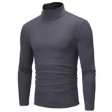 Men's Pure Color T-Shirt Thermal Mock Turtleneck Long Sleeve Tops Dark Gray Men's Tops - Tophatter Daily Deals
