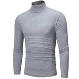 Men's Pure Color T-Shirt Thermal Mock Turtleneck Long Sleeve Tops Light Gray Men's Tops - Tophatter Daily Deals
