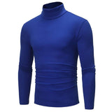 Men's Pure Color T-Shirt Thermal Mock Turtleneck Long Sleeve Tops Royal Blue Men's Tops - Tophatter Daily Deals