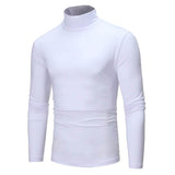 Men's Pure Color T-Shirt Thermal Mock Turtleneck Long Sleeve Tops White Men's Tops - Tophatter Daily Deals