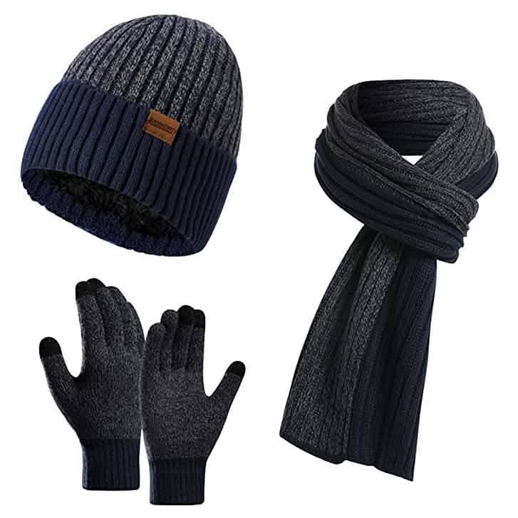 Men's Scarf and Beanie Hat Themal Gloves Set Blue Gloves, Scarves & Earmuffs - Tophatter Daily Deals