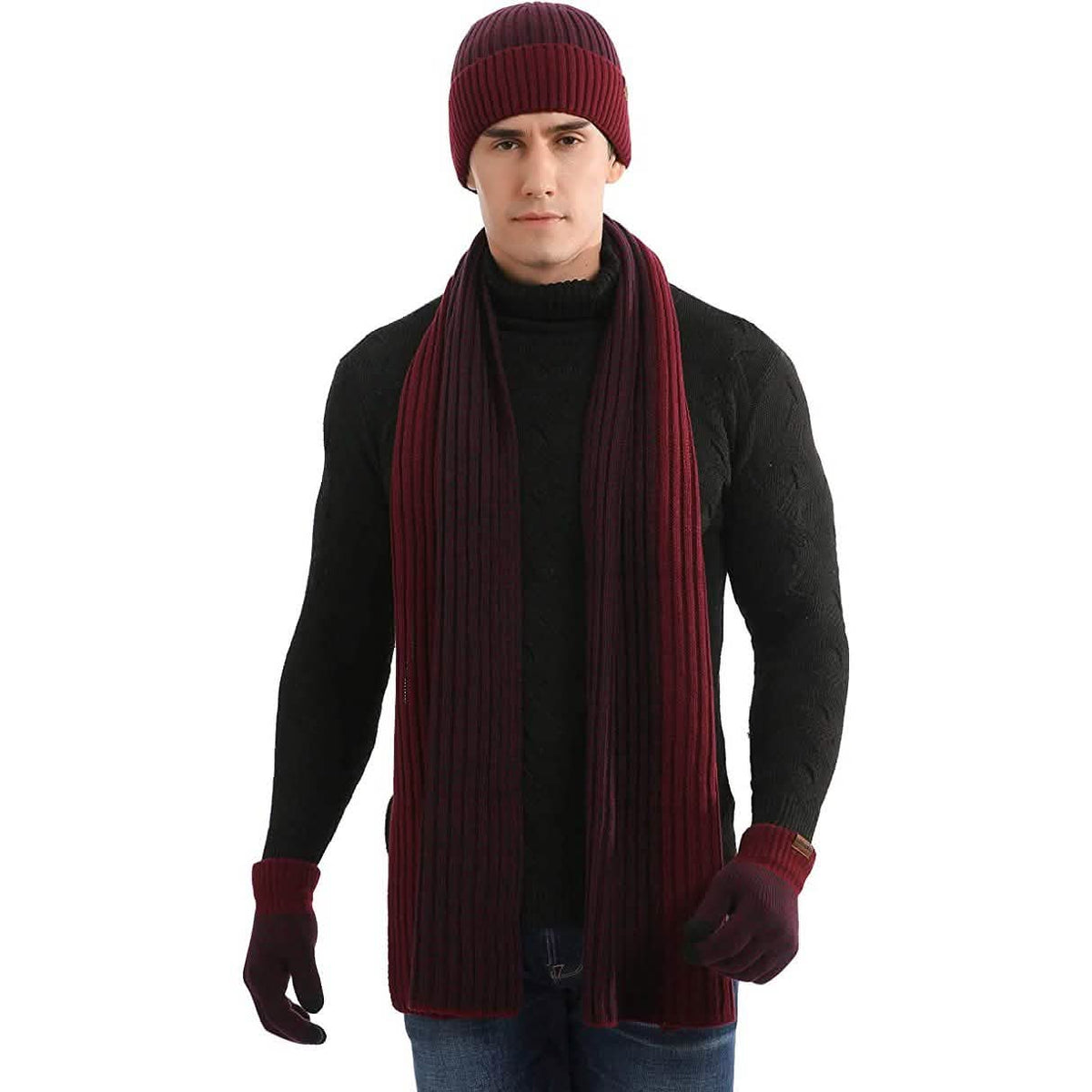 Men's Scarf and Beanie Hat Themal Gloves Set Gloves, Scarves & Earmuffs - Tophatter Daily Deals