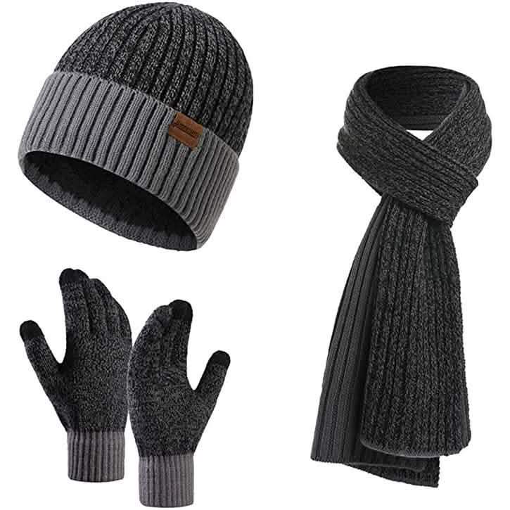 Men's Scarf and Beanie Hat Themal Gloves Set Gray Gloves, Scarves & Earmuffs - Tophatter Daily Deals