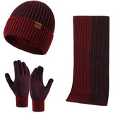 Men's Scarf and Beanie Hat Themal Gloves Set Wine Red Gloves, Scarves & Earmuffs - Tophatter Daily Deals