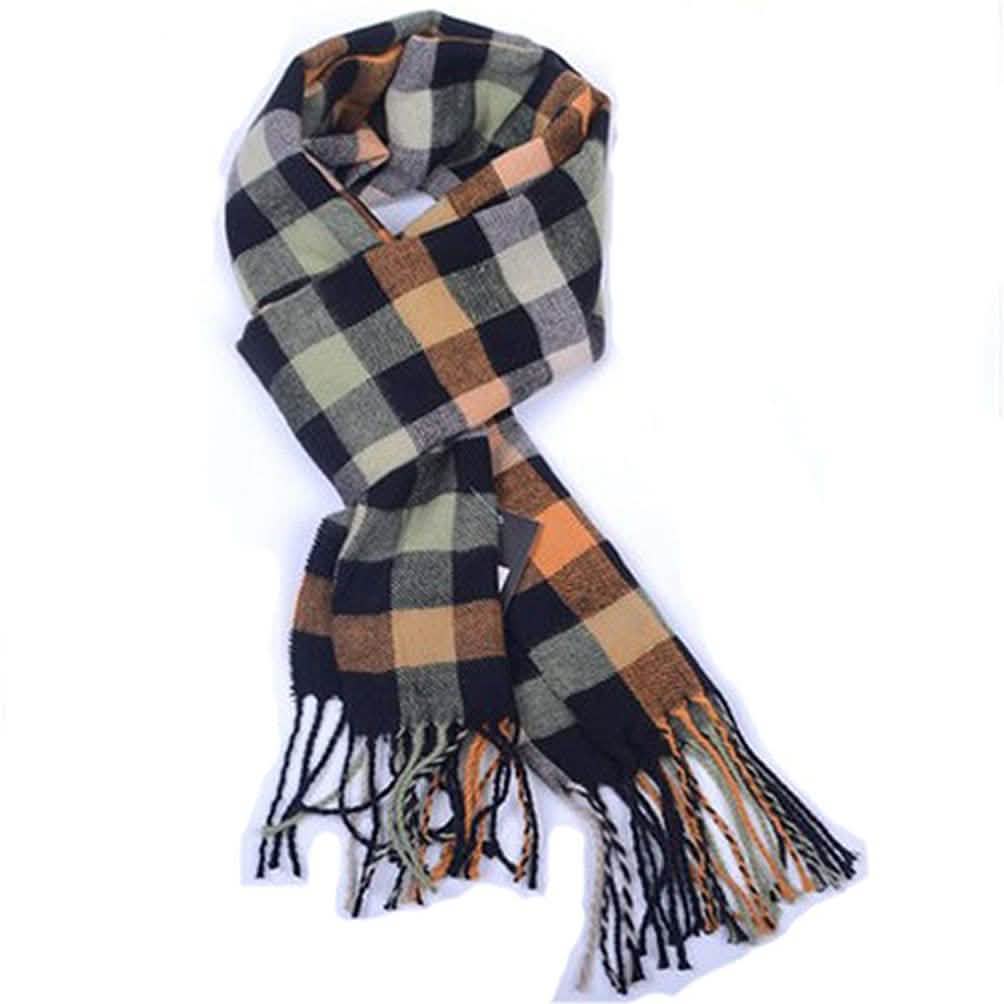 Men's Scarves Classic Arrival Winter Plaid Scarf Tassel Edge Green Gloves, Scarves & Earmuffs - Tophatter Daily Deals