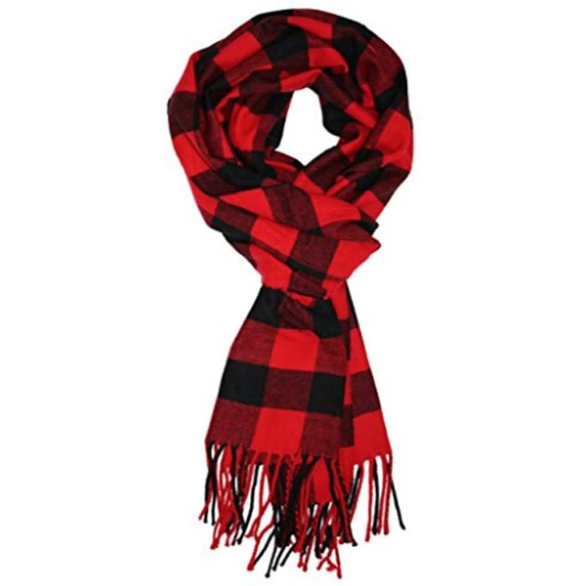 Men's Scarves Classic Arrival Winter Plaid Scarf Tassel Edge Red Gloves, Scarves & Earmuffs - Tophatter Daily Deals