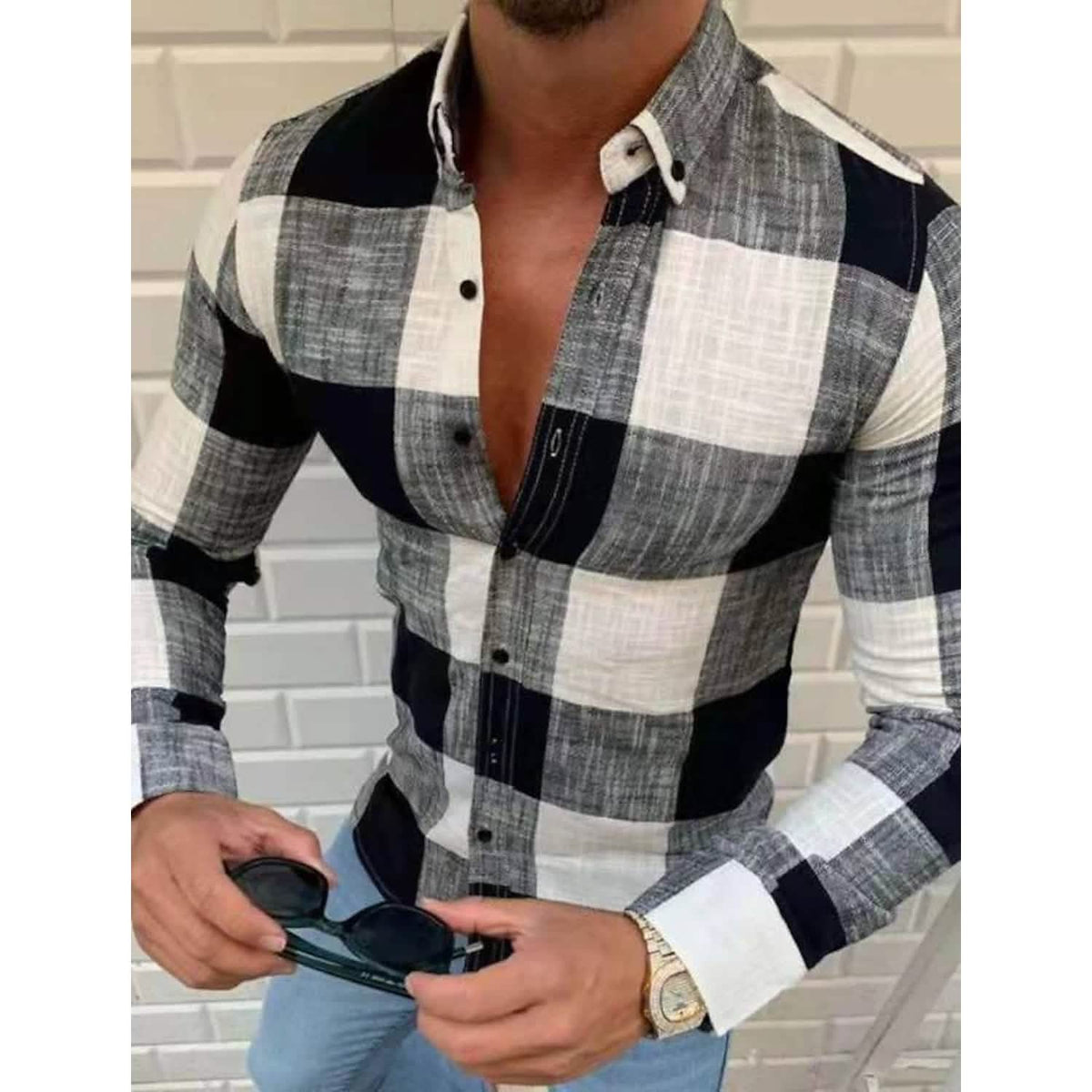 Men's Shirt Bishop Sleeve Collar Shirt Black Men's Tops - Tophatter Daily Deals