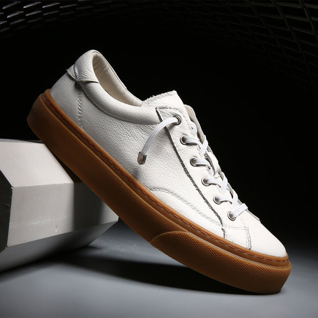 Men's Shoes Leather Sneakers White Shoes - Tophatter Daily Deals
