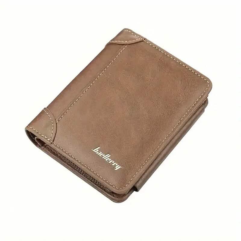 Men's Short Multi-Card Slots Tri-Fold Zipper Coin Pocket Wallet Brown Handbags & Wallets - Tophatter Daily Deals