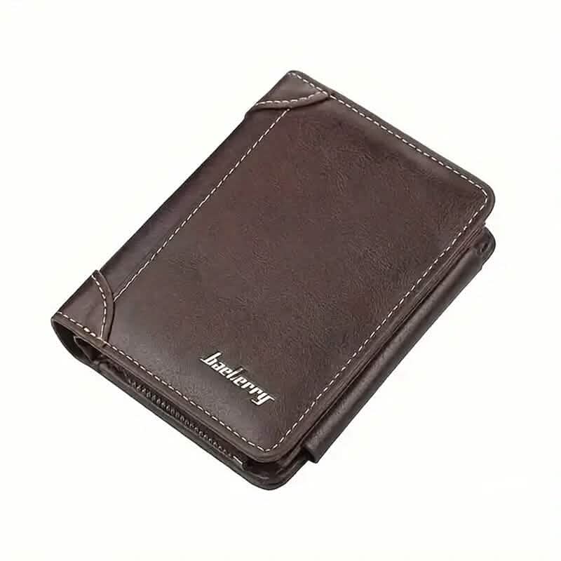 Men's Short Multi-Card Slots Tri-Fold Zipper Coin Pocket Wallet Coffee Handbags & Wallets - Tophatter Daily Deals